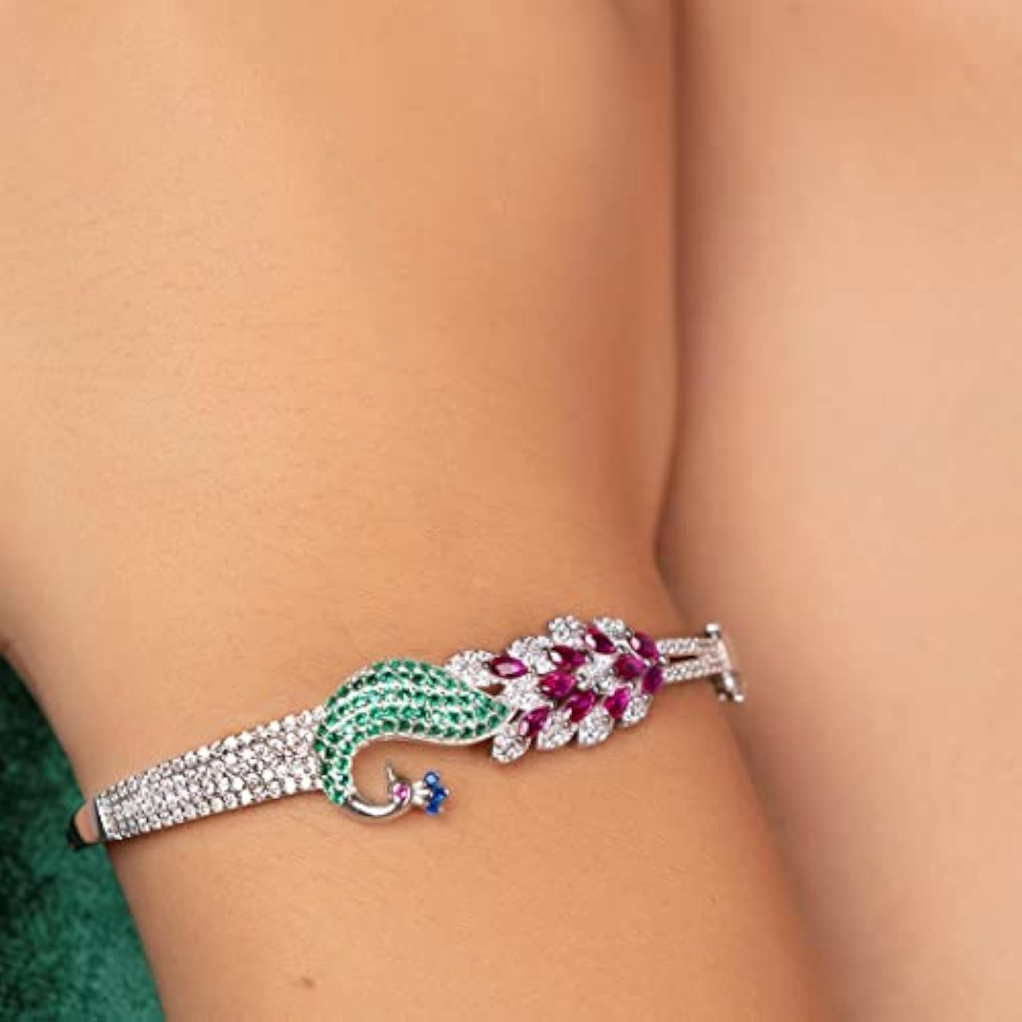 Women's 925 Sterling Silver Solitaire Rhodium Plated Bracelet